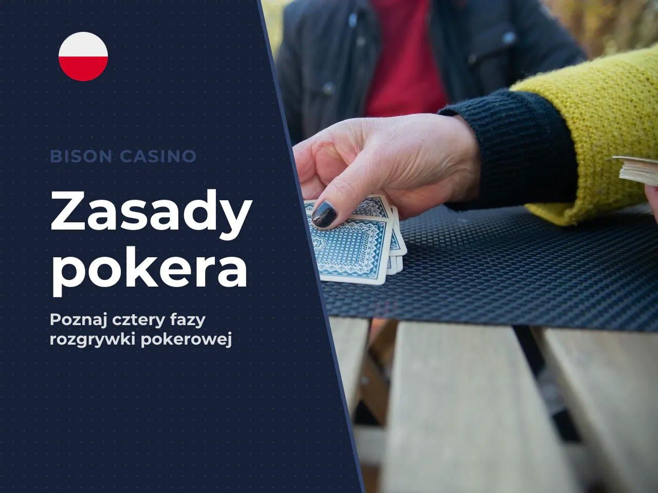Karty, rozdanie i przebieg rundy. W ramach jednej rundy krupier (lub algorytm na platformie) przeprowadza uczestników przez cztery fazy decyzyjne: **Preflop**, **Flop**, **Turn** oraz **River**. Poker