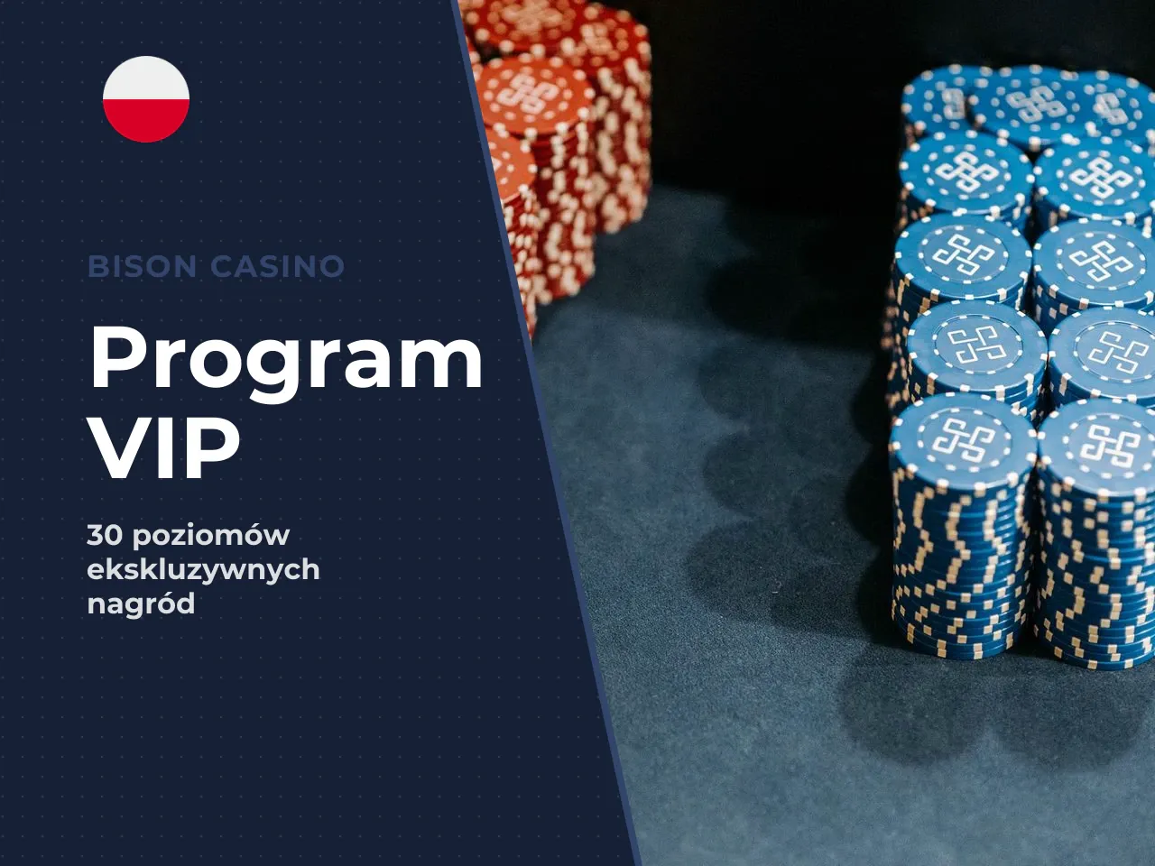 Program VIP — 30 poziomów lojalnościowych. Grając mobilnie w Bison Casino, automatycznie zbierasz punkty w rozbudowanym, 30-poziomowym programie VIP. Każdy postawiony zakład przybliża Cię do wyższego 
